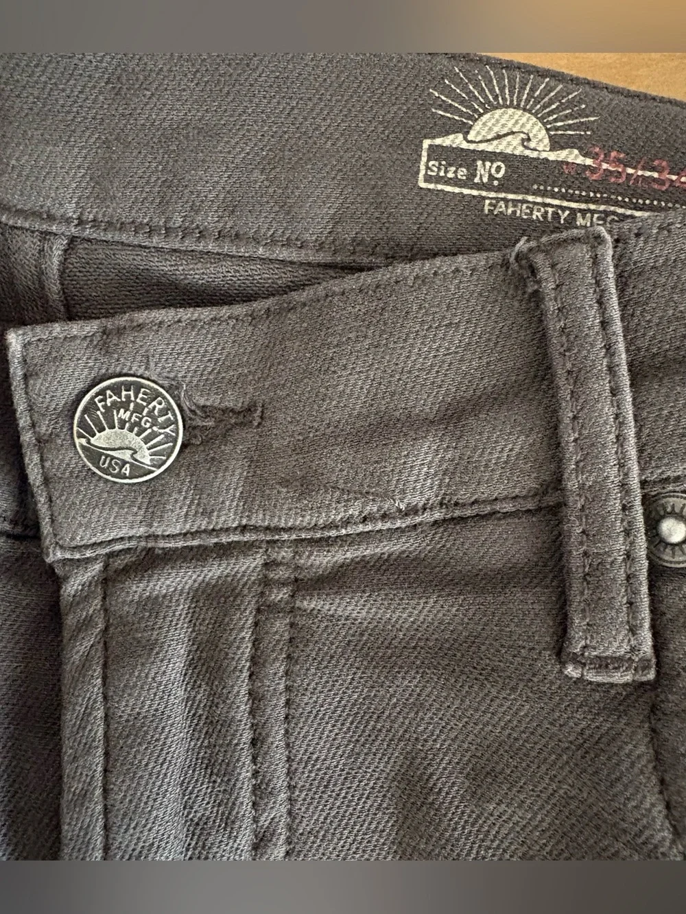 Faherty Men’s Denim Jean Pant Dark Gray Sz 35/34